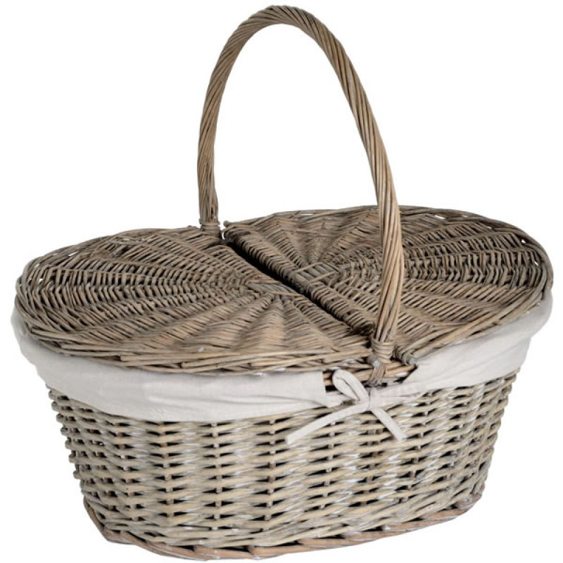 Quickway Imports Oval Willow Picnic Basket with Lid Wayfair